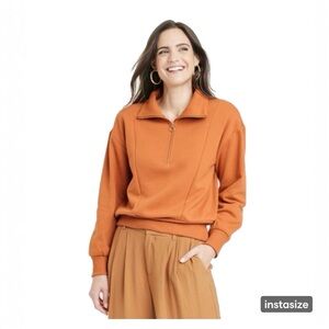 a new day Plus Size Orange Quarter-Zip Sweater 2X